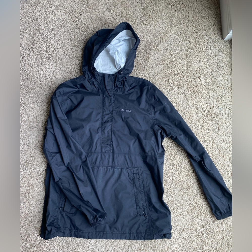 Marmot black hooded rain jacket